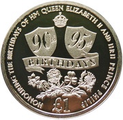 1 Pound - Elizabeth II The Queen and Prince Philip Birthday Celebration, United Kingdom, 2016 reverse image