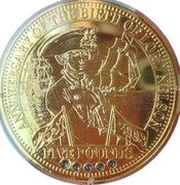 5 Pounds - Elizabeth II Anniversary of Lord Nelson's Birth; Gold plated, United Kingdom, 2008 reverse image