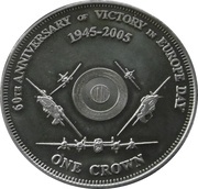 1 Crown - Elizabeth II 4th portrait; VE Day, United Kingdom, 2005 reverse image