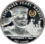1 Crown - Elizabeth II 75th Anniversary Pearl Harbor, United Kingdom, 2016 reverse image