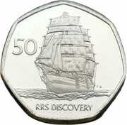 50 Pence - Elizabeth II RRS Discovery, United Kingdom, 2021 reverse image