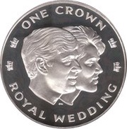 1 Crown - Elizabeth II Royal Wedding; Silver Proof issue, United Kingdom, 1986 reverse image