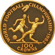 100 Crowns - Elizabeth II World Soccer Championship, United Kingdom, 1982 reverse image