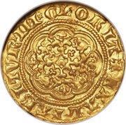 ¼ Noble - Edward III Pre-treaty period; class G, United Kingdom, 1356-1361 reverse image