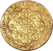 1 Noble - Edward III Pre-Treaty period; series E, United Kingdom, 1354-1355 reverse image