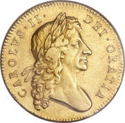 5 Guineas - Charles II 2nd bust obverse image