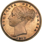 1 Farthing - Victoria 1st portrait; bronzed Proof obverse image