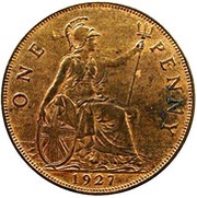 1 Penny - George V modified effigy, United Kingdom, 1926-1927 reverse image