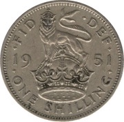 1 Shilling - George VI English crest; without 'IND:IMP', United Kingdom, 1949-1952 reverse image
