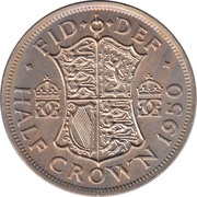 ½ Crown - George VI 3rd type; no 'IND:IMP', United Kingdom, 1949-1952 reverse image