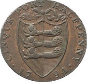 ½ Penny Kent - Feversham / J. Crow, United Kingdom, 1794 reverse image