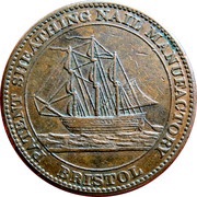 1 Penny Bristol - Patent Sheathing Nail Manufactory / S. Guppy obverse image
