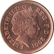 1 Penny - Elizabeth II 4th portrait; magnetic obverse image