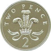 2 Pence - Elizabeth II 4th portrait; Welsh Plumes, Silver Proof, United Kingdom, 2000-2008 reverse image