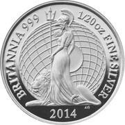 10 Pence - Elizabeth II 5th portrait; 1/20 oz Fine Silver, United Kingdom, 2014 reverse image