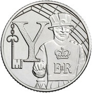 10 Pence - Elizabeth II 5th portrait; Y - Yeoman Warder, United Kingdom, 2018-2019 reverse image
