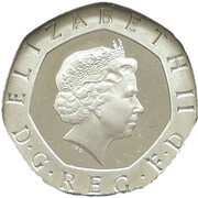20 Pence - Elizabeth II 4th portrait; Tudor Rose, Silver Proof obverse image