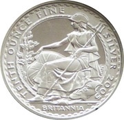 20 Pence - Elizabeth II 4th portrait; 1/10 oz Fine Silver, United Kingdom, 2005 reverse image