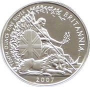 20 Pence - Elizabeth II 4th portrait; 1/10 oz Fine Silver, United Kingdom, 2007 reverse image