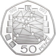50 Pence - Elizabeth II European Community; Silver Proof, United Kingdom, 1992 reverse image