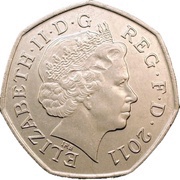 50 Pence - Elizabeth II 4th portrait; Sailing obverse image
