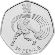 50 Pence - Elizabeth II Goalball; Silver, United Kingdom, 2011 reverse image