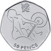 50 Pence - Elizabeth II Weightlifting; Silver, United Kingdom, 2011 reverse image
