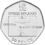 50 Pence - Elizabeth II Football; Silver, United Kingdom, 2011 reverse image