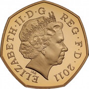 50 Pence - Elizabeth II Equestrian; Gold Proof obverse image
