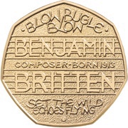 50 Pence - Elizabeth II Benjamin Britten; Gold Proof, United Kingdom, 2013 reverse image
