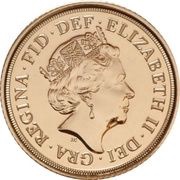 ½ Sovereign - Elizabeth II 5th portrait; Sovereign Bicentenary obverse image