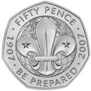 50 Pence - Elizabeth II 5th Portrait; Scouting Movement, United Kingdom, 2019 reverse image