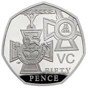 50 Pence - Elizabeth II Victoria Cross, medal; Silver Proof, United Kingdom, 2019 reverse image