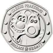 50 Pence - Elizabeth II 5th Portrait; Wallace and Gromit, United Kingdom, 2019 reverse image