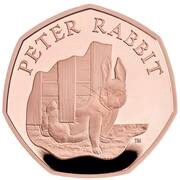 50 Pence - Elizabeth II Peter Rabbit; Gold Proof, United Kingdom, 2020 reverse image