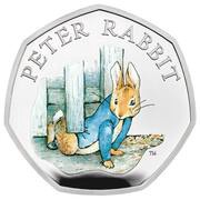 50 Pence - Elizabeth II Peter Rabbit; Silver Proof, United Kingdom, 2020 reverse image