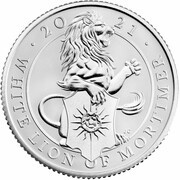 50 Pence - Elizabeth II White Lion of Mortimer; Silver Proof, United Kingdom, 2021 reverse image