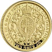 50 Pence - Charles III Coronation; Gold Proof, United Kingdom, 2023 reverse image