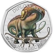 50 Pence - Charles III Diplodocus, United Kingdom, 2024 reverse image