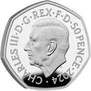 50 Pence - Charles III Stegosaurus; Silver Proof obverse image