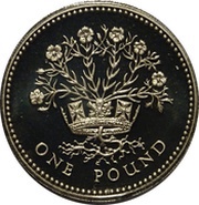 1 Pound - Elizabeth II 3rd portrait; Northern Irish Flax, United Kingdom, 1986-1991 reverse image