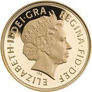 1 Sovereign - Elizabeth II 4th portrait; no streamer obverse image