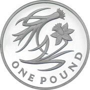 1 Pound - Elizabeth II Leek and Daffodil; Silver Proof, United Kingdom, 2013 reverse image