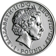 1 Pound - Elizabeth II 5th portrait; 1/2 oz Fine Silver obverse image