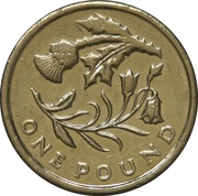 1 Pound - Elizabeth II 4th portrait; Thistle and Bluebell, United Kingdom, 2014 reverse image