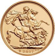 1 Sovereign - Elizabeth II 5th portrait; Sovereign Bicentenary, United Kingdom, 2017 reverse image