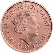 1 Sovereign - Elizabeth II 5th portrait; 75th VE Day obverse image