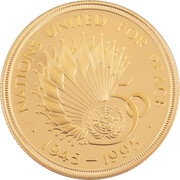 2 Pounds - Elizabeth II United Nations; Gold Proof, United Kingdom, 1995 reverse image
