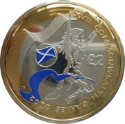 2 Pounds - Elizabeth II Games in Scotland; Silver Piedfort, United Kingdom, 2002 reverse image