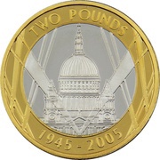 2 Pounds - Elizabeth II St. Paul's Cathedral; Silver Piedfort, United Kingdom, 2005 reverse image